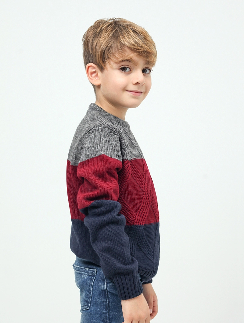 Pull colorblock rayé garçon